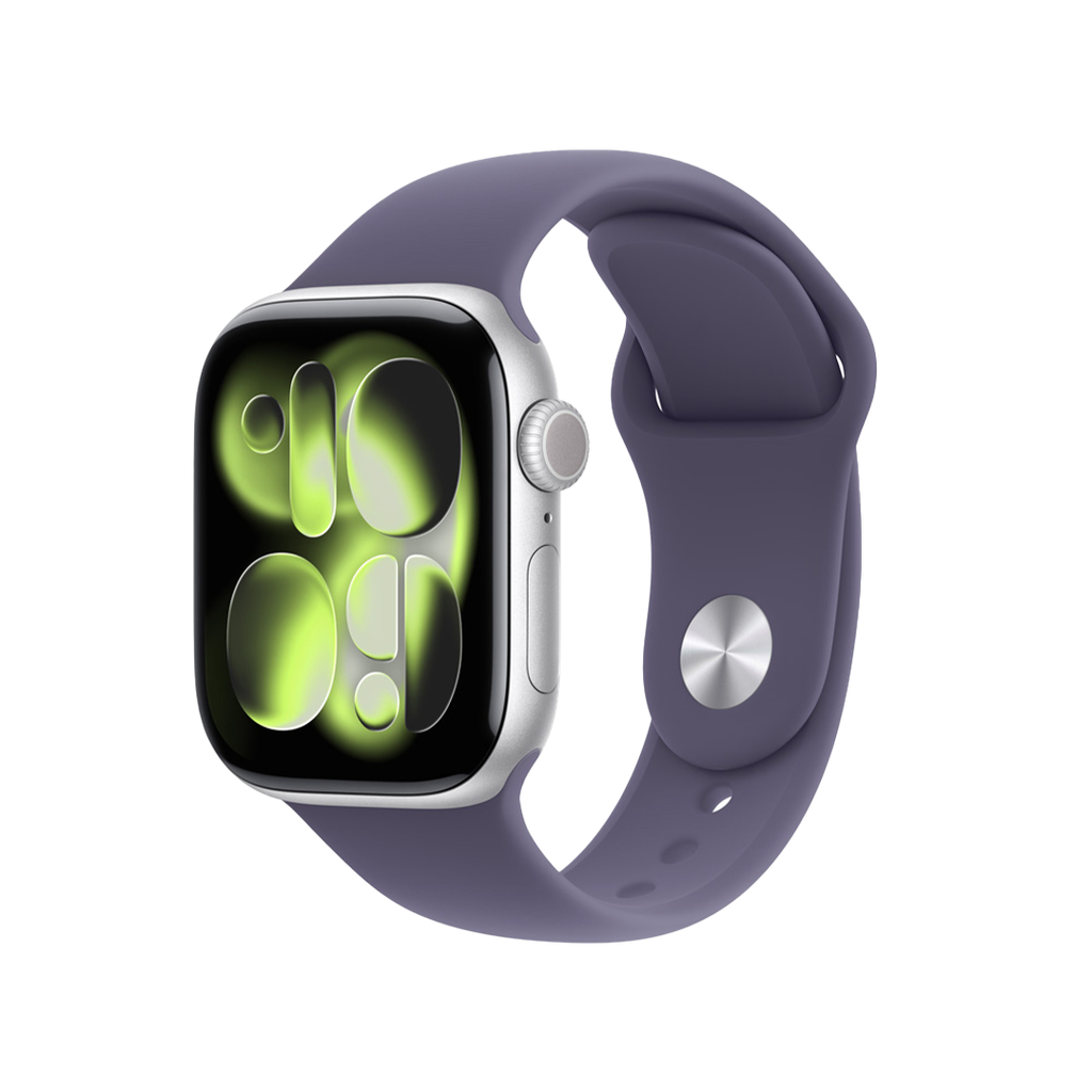 Apple Watch Series 11 (GPS) 42 mm - Caja de Aluminio Plata - Banda Deportiva Morado niebla - S/M