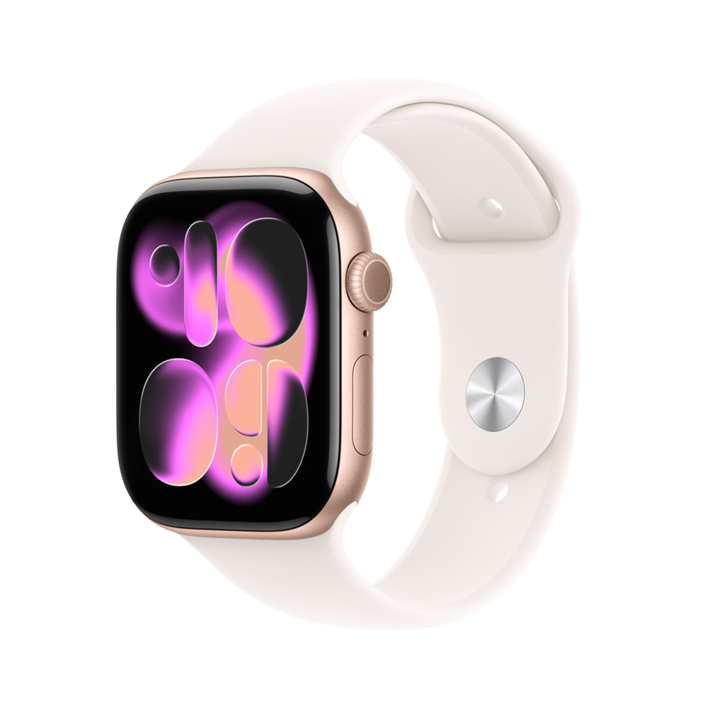 Apple Watch Series 11 (GPS) 46 mm - Caja de Aluminio Oro rosa - Banda Deportiva Rosado rubor - S/M