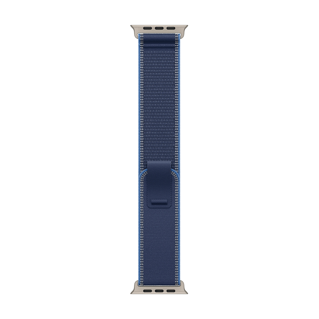 Banda Trail azul/azul brillante de Apple para caja de 49 mm - M/L - Acabado de titanio natural