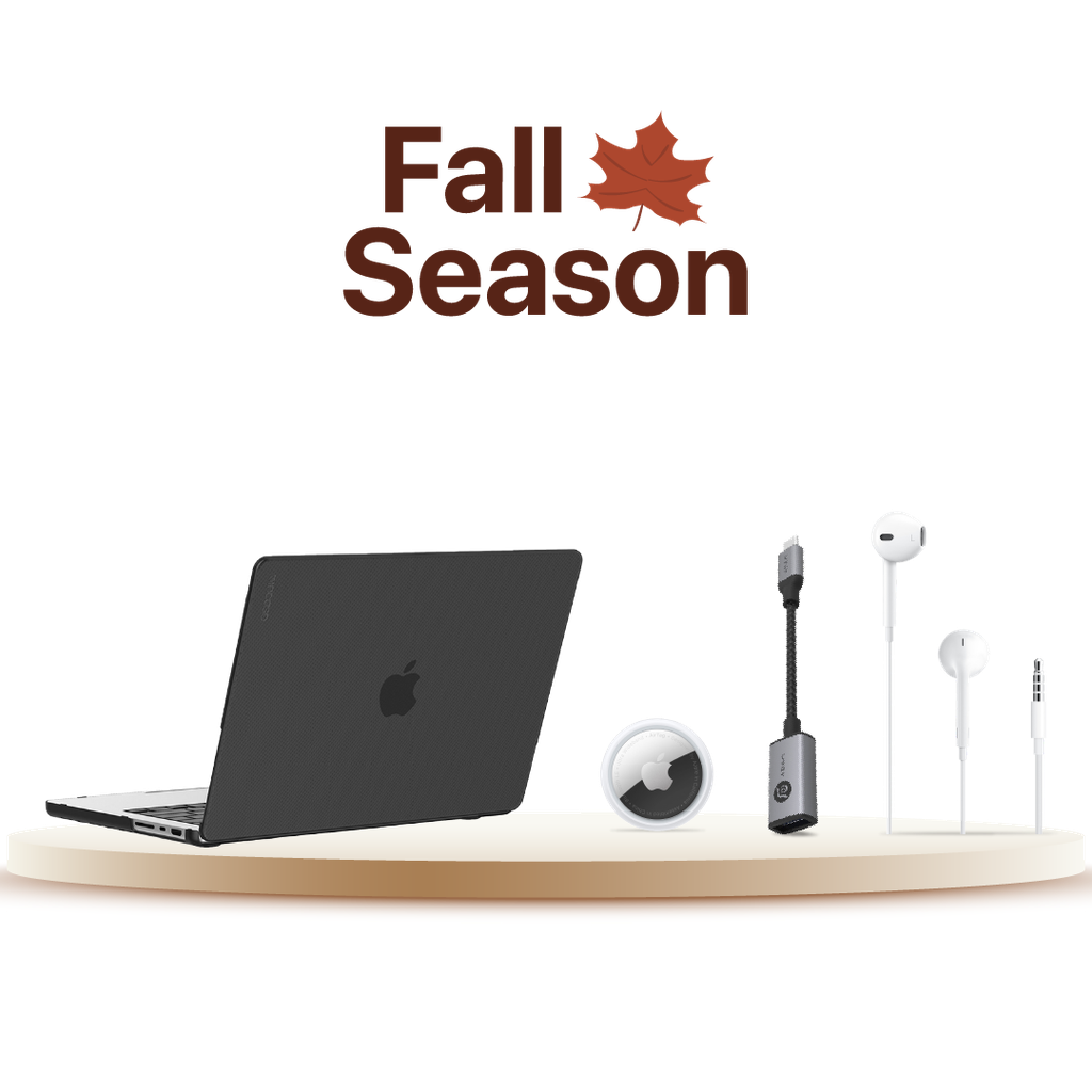 Starter Pack para MacBook Pro 14": EarPods con conector de 3.5 mm + AirTag (x1) + Funda rígida punteada de Incase | Negro + Adaptador Adam Elements CASA F13 USB-C a USB-A