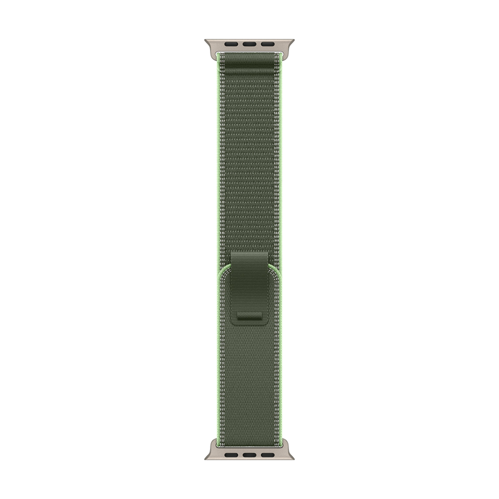 Banda Trail verde/neón de Apple para caja de 49 mm - S/M - Acabado de titanio negro
