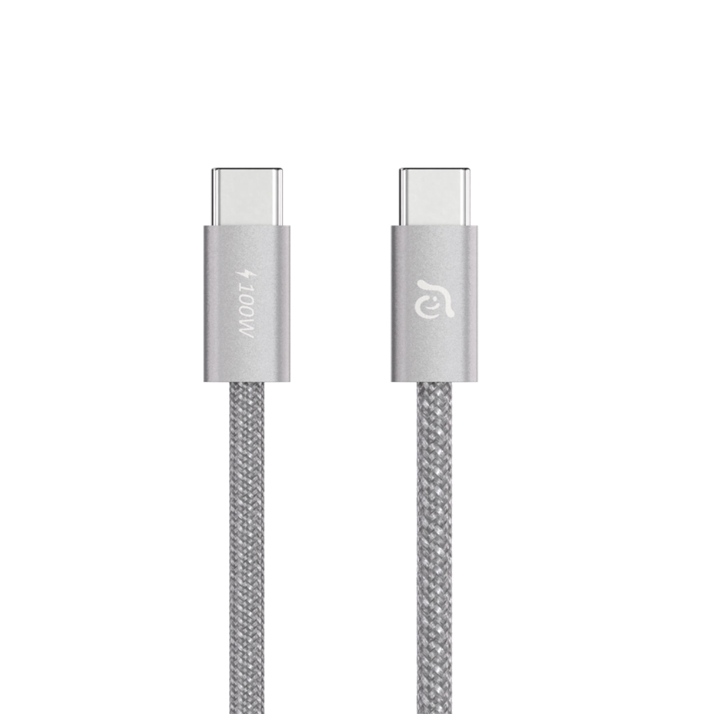 Cable de carga magnético CASA C100 de USB-C a USB-C de 100 W (paquete de 2) de Adam Elements - Plata