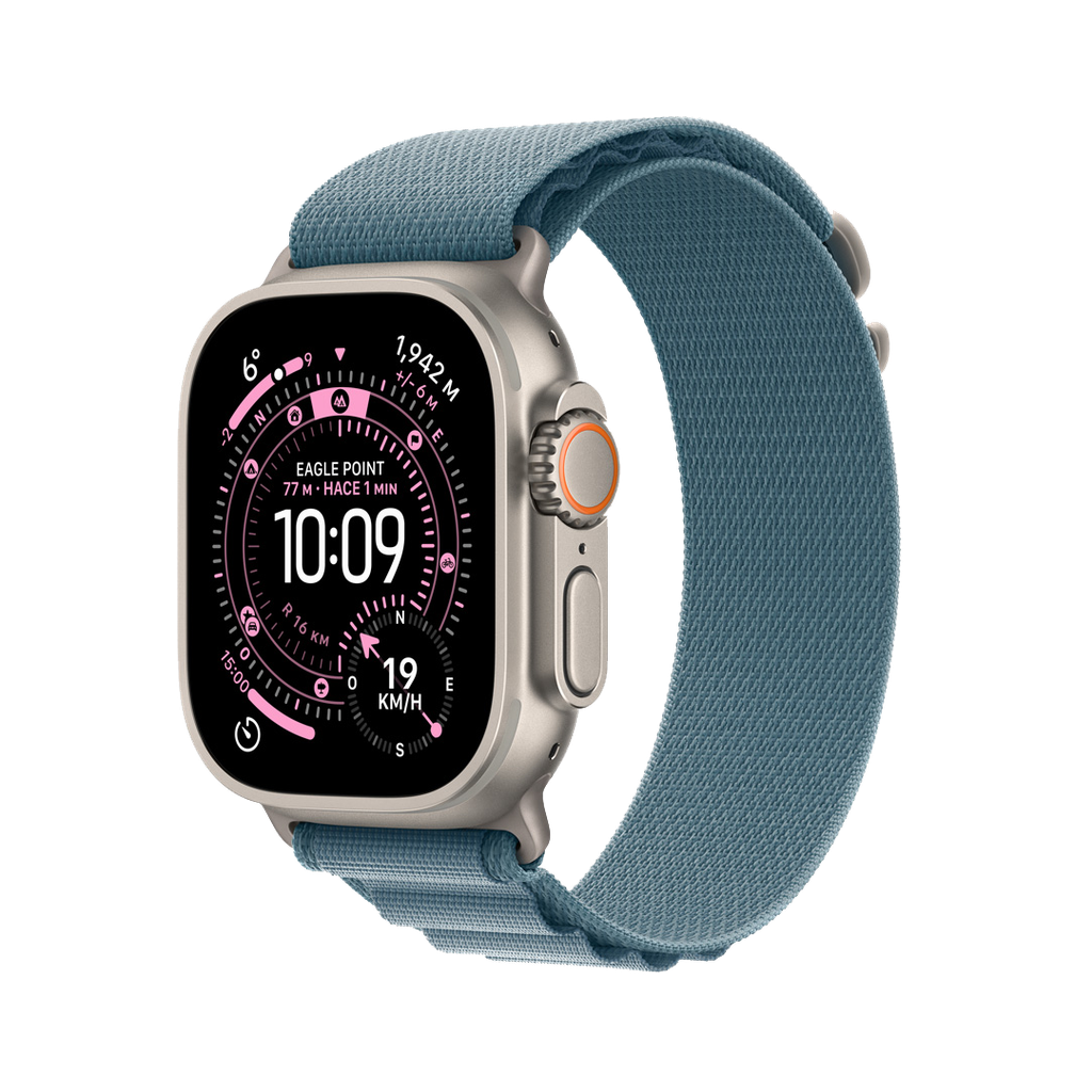 Apple Watch Ultra 3 (GPS + Cellular) 49 mm - Caja de titanio natural - Banda Alpine Loop azul claro - M