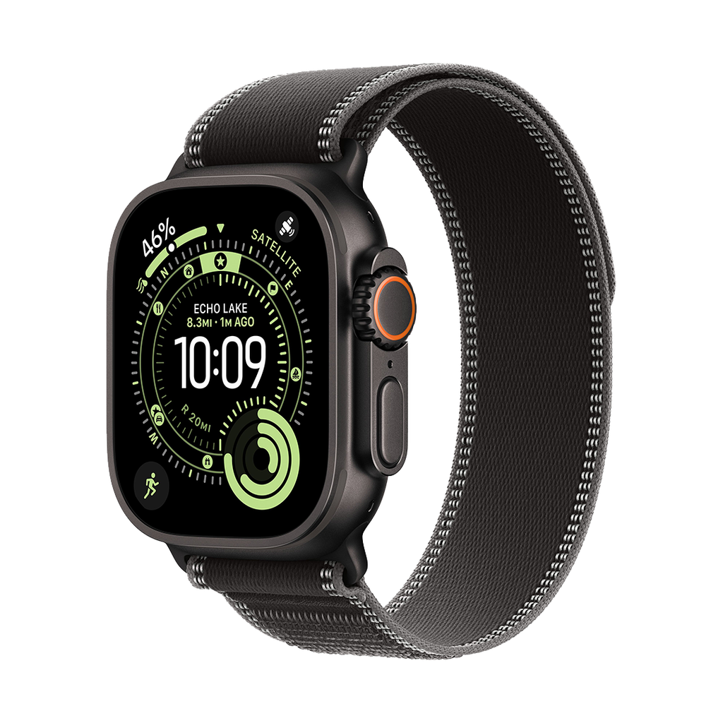 Apple Watch Ultra 3 (GPS + Cellular) 49 mm - Caja de titanio negro - banda Trail Loop negro/carbon - M/L