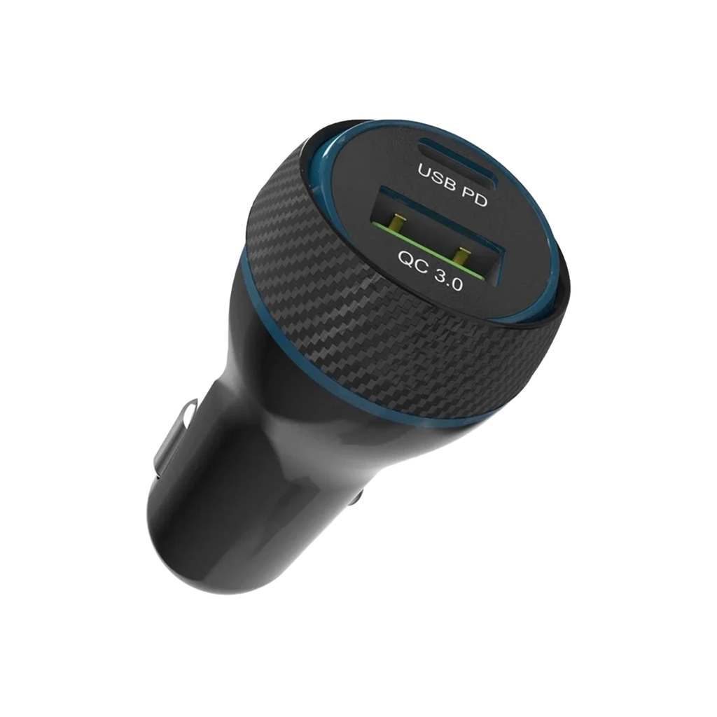 Cargador para auto doble (USB-C / USB-A) OMNIA C1+ de 45 W de Adam Elements - Gris