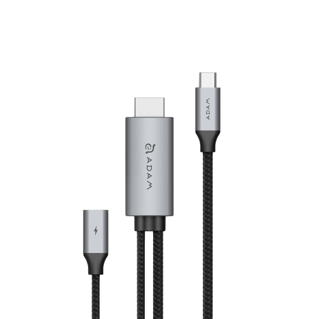 Cable CASA H180 de USB-C a HDMI 4K 60 Hz con PD de 100 W (1.8 m) de Adam Elements - Gris
