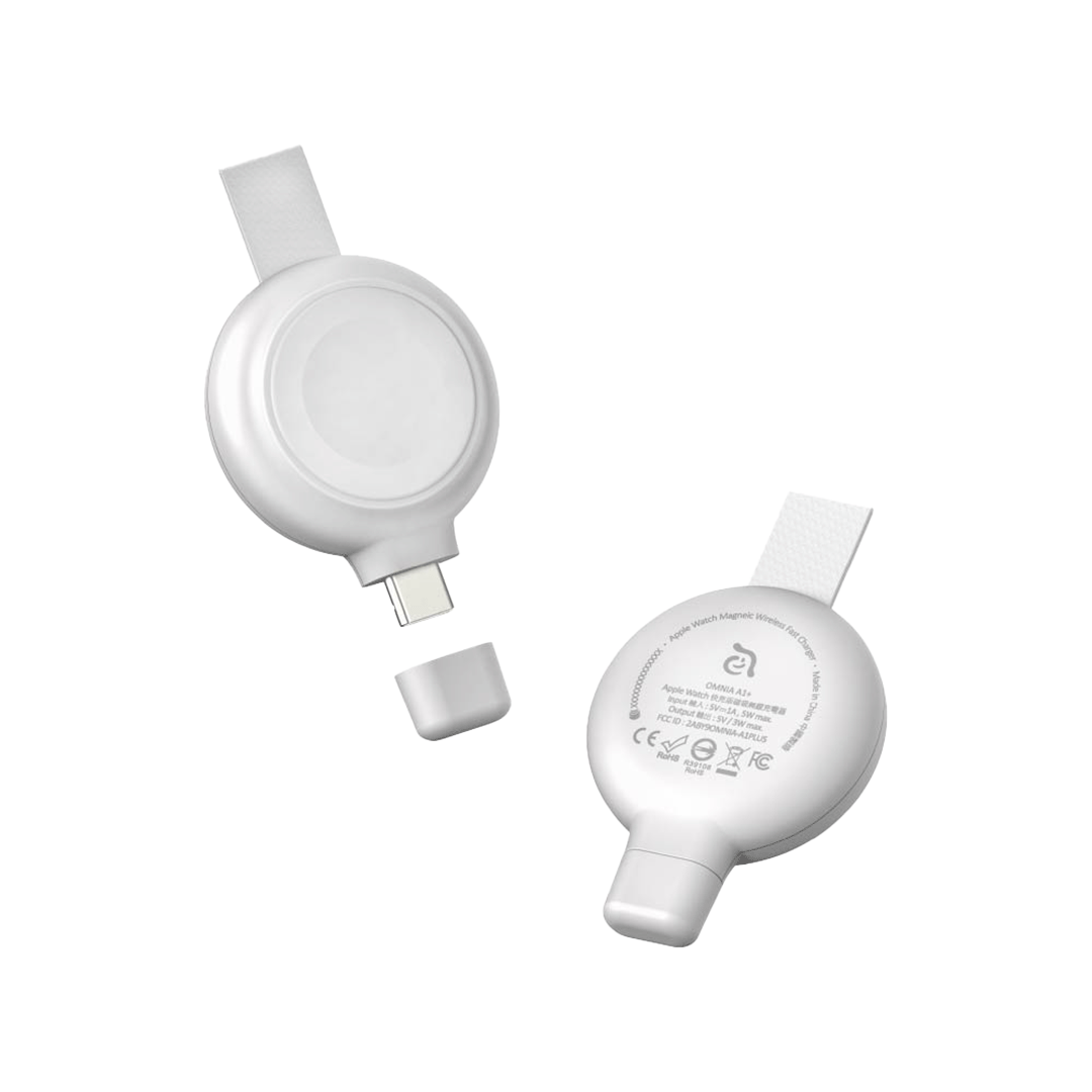 Cargador magnético inalámbrico de carga rápida OMNIA A1 + para Apple Watch de Adam Elements - Blanco