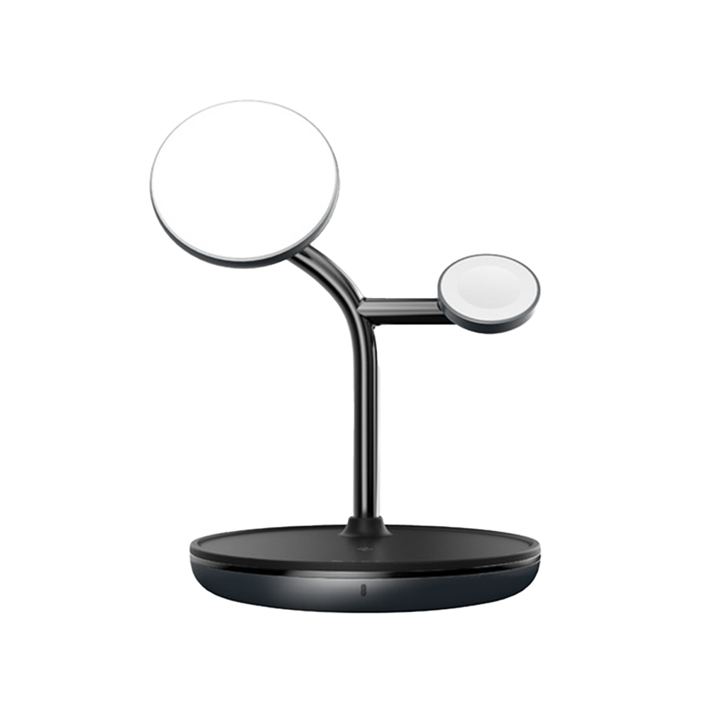 Base de carga magnética inalámbrica 3 en 1 OMNIA M3+ de 15 W de Adam Elements - Negro