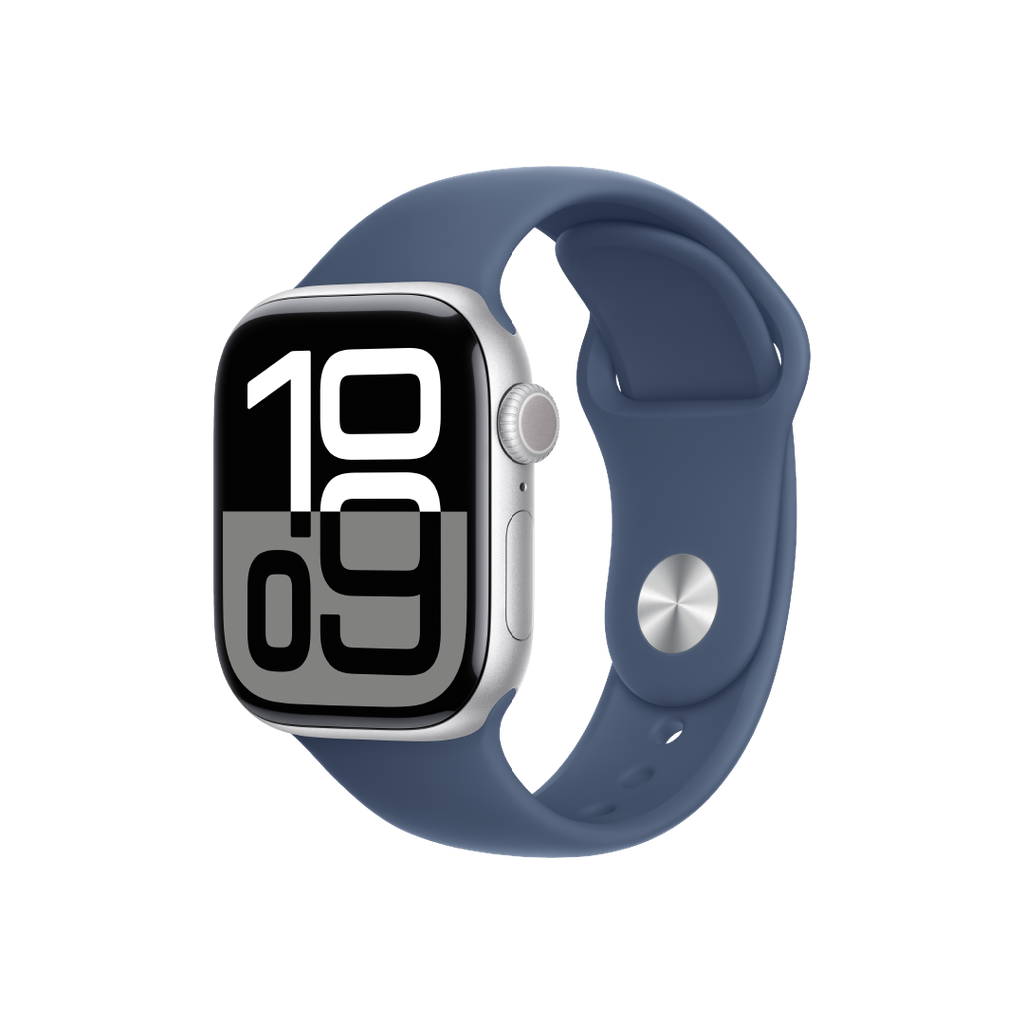 Apple Watch S10 GPS 42mm - Caja de Aluminio Plata - Banda Deportiva Azul Denim - M/L