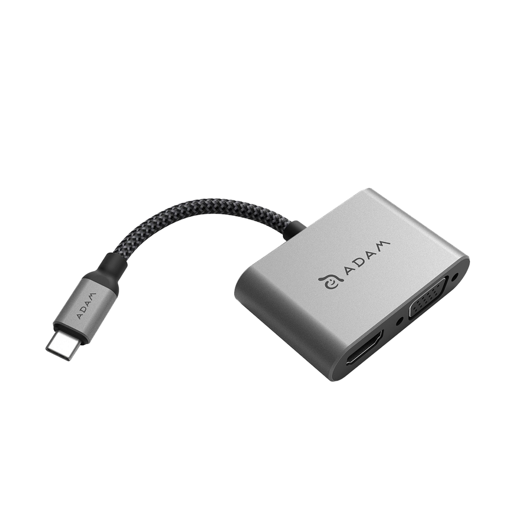 Adaptador 2-en-1 CASA VH1 de USB-C a HDMI/VGA de Adam Elements - Gris espacial