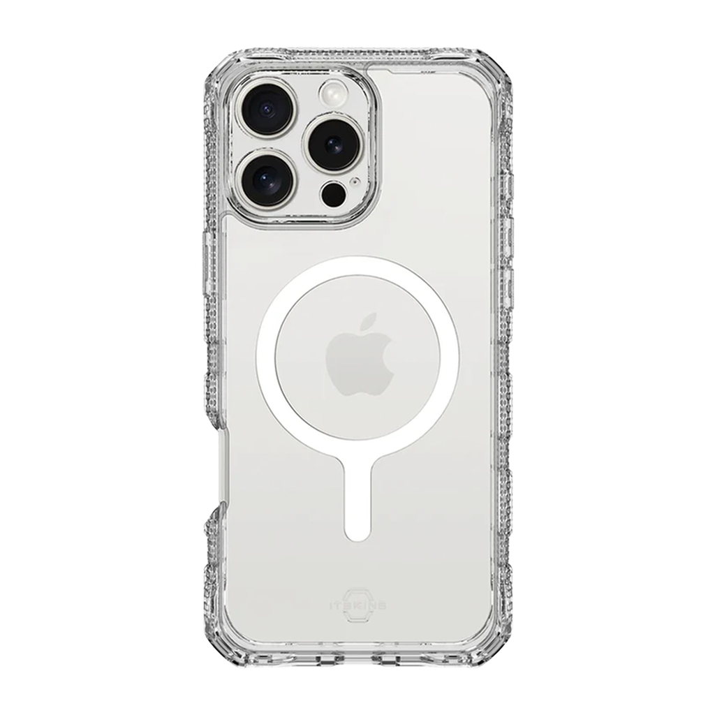 ItSkins Supreme R Clear Case with MagSafe for 16 Pro Max - Transparent White Print