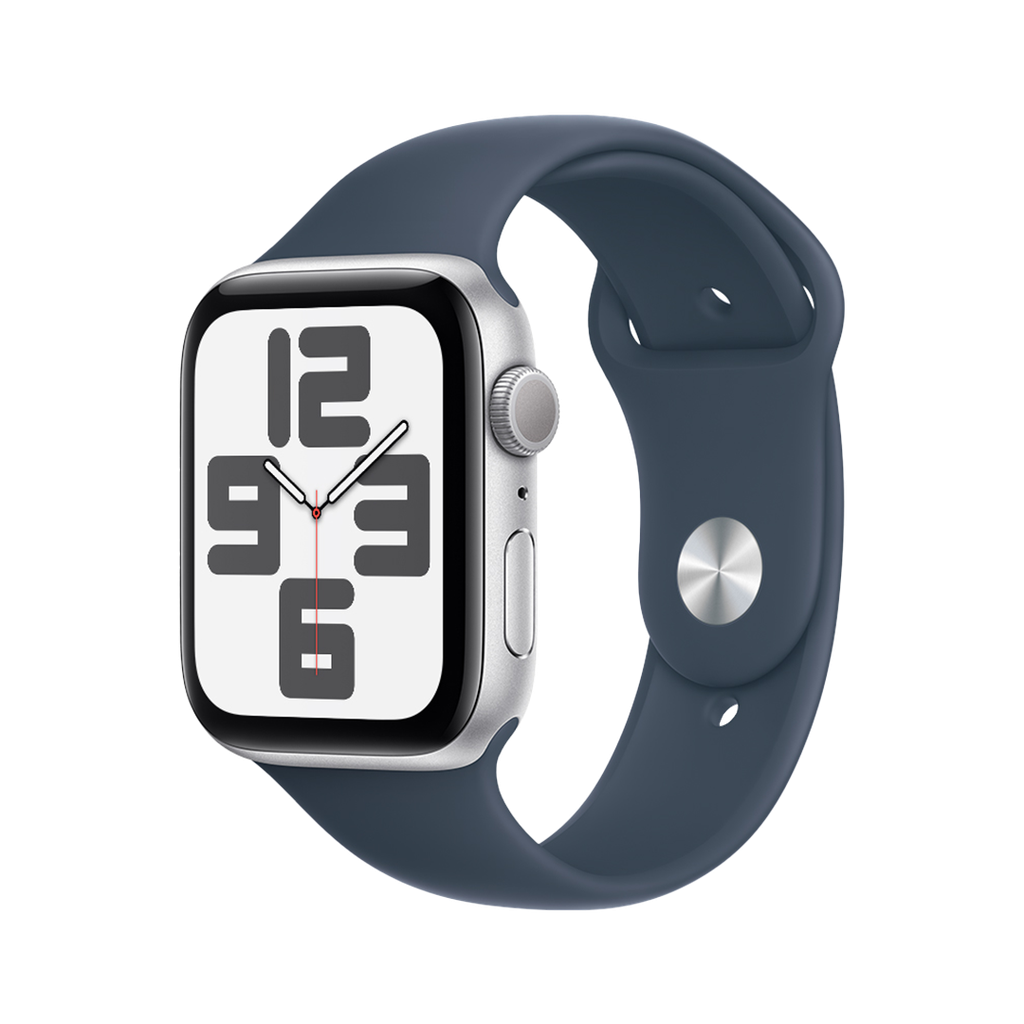 Apple Watch SE GPS 44mm Silver Aluminium Case with Denim Sport Band - M/L