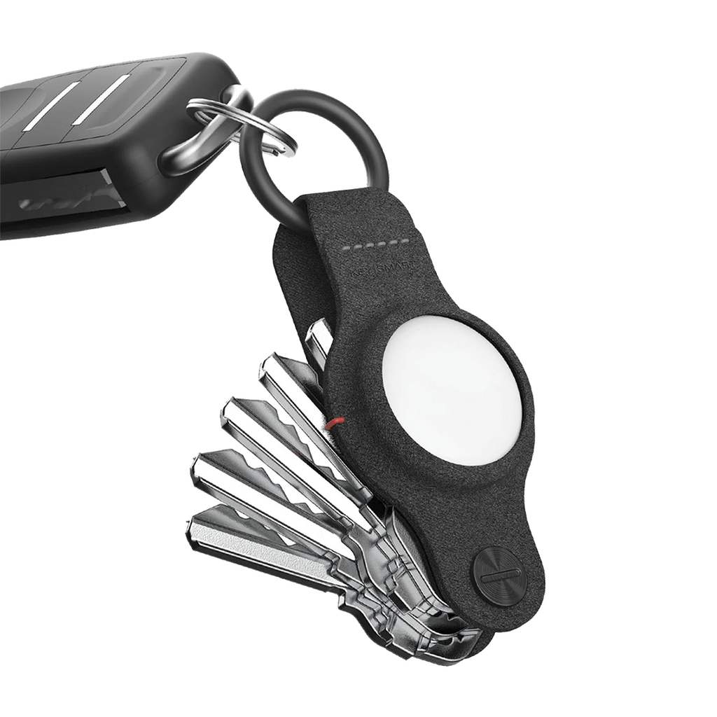 Llavero de cuero vegano Air de KeySmart para AirTag - Negro