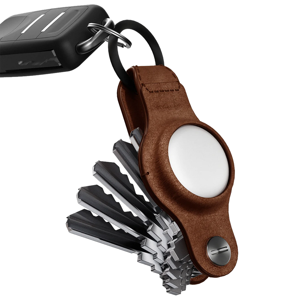 KeySmart Air Llavero de Cuero Genuino para AirTag - Marron Rustico