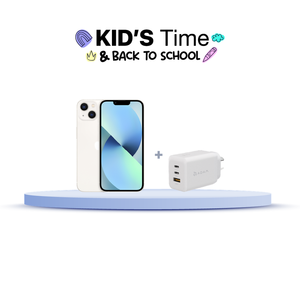 iPhone 13 128GB (MLPG3LZ/A) + Cargador Adam Elements X65 (APAADX65ARWH)
