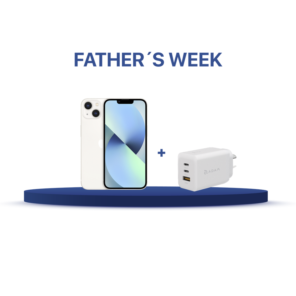 iPhone 13 128GB (MLPG3LZ/A) + Cargador Adam Elements X65 (APAADX65ARWH)