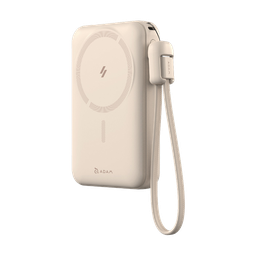 [APBADVTC2PMT] Batería externa magnética inalámbrica 8-en-1 con cable USB-C integrado y soporte plegable VIONTA C2 Pro de 10.000 mAh de Adam Elements - Beige