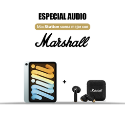 [BUNDLEMAR8] (MXN73LE/A) iPad Mini WiFi 128GB | Azul + (1006653) Marshall Minor IV Auriculares inalámbricos  In Ear - Negro
