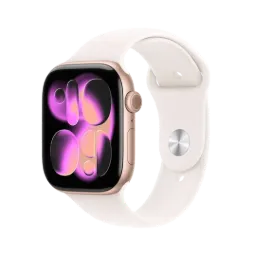 [MEV74AM/A] Apple Watch Series 11 (GPS) 46 mm - Caja de aluminio  en oro rosa - Banda deportiva rosa claro - M/L