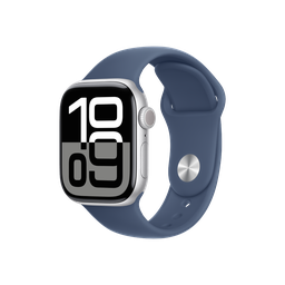 [MWWC3AM/A] Apple Watch Series 10 GPS 42mm - Caja de Aluminio Plata - Banda Deportiva Azul Denim - M/L