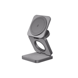 [APAADMAG3PRGY] Base de carga magnética plegable 3-en-1 Mag 3 Pro de 15 W de Adam Elements - Gris espacial