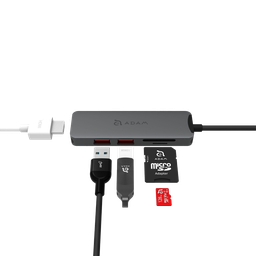 [AAPADHUBA05GY] Adaptador 5-en-1 CASA Hub A05 de USB-C a HDMI/2 USB-A/Lector de tarjeta SD/microSD de Adam Elements - Gris espacial
