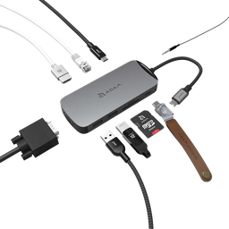 [AAPADHUBXGY] Adaptador 10-en-1 CASA Hub X de USB-C a HDMI/VGA/Ethernet/USB-A/USB-C/Lector de tarjeta SD/microSD de Adam Elements - Gris espacial