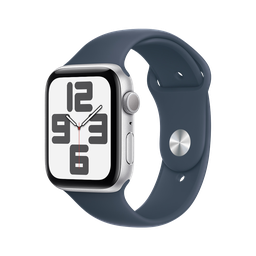[MXER3BE/A] Apple Watch SE GPS 44mm Silver Aluminium Case with Denim Sport Band - M/L