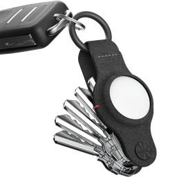 [KS040] KeySmart Air Llavero de Cuero Vegano para AirTag - Negro