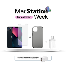[BUNDLEIPH13M] iPhone 13 128GB (MLPF3LZ/A) con Funda, Vidrio y Cargador 20W + Cargador Adam Elements X65