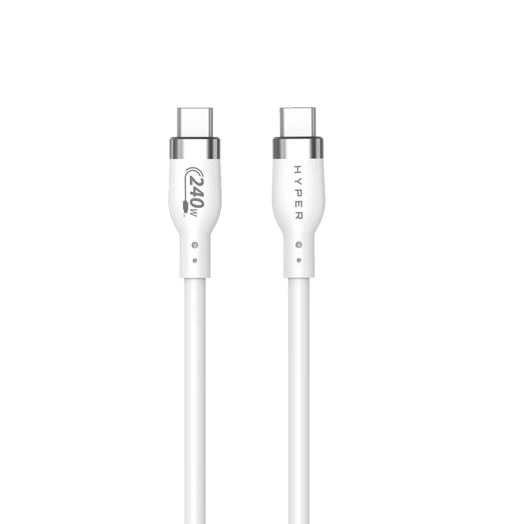 [HJ4001WHGL-91] Cable de silicona de USB-C a USB-C de 240 W (1 m) de HyperJuice - Blanco